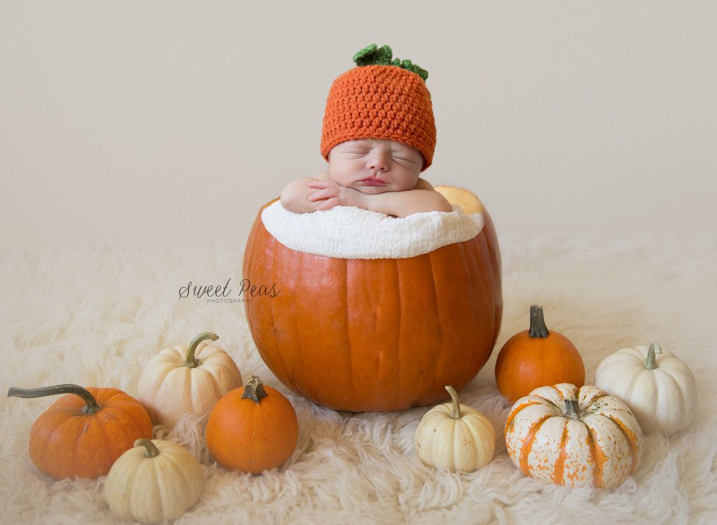Newborn in a pumpkin