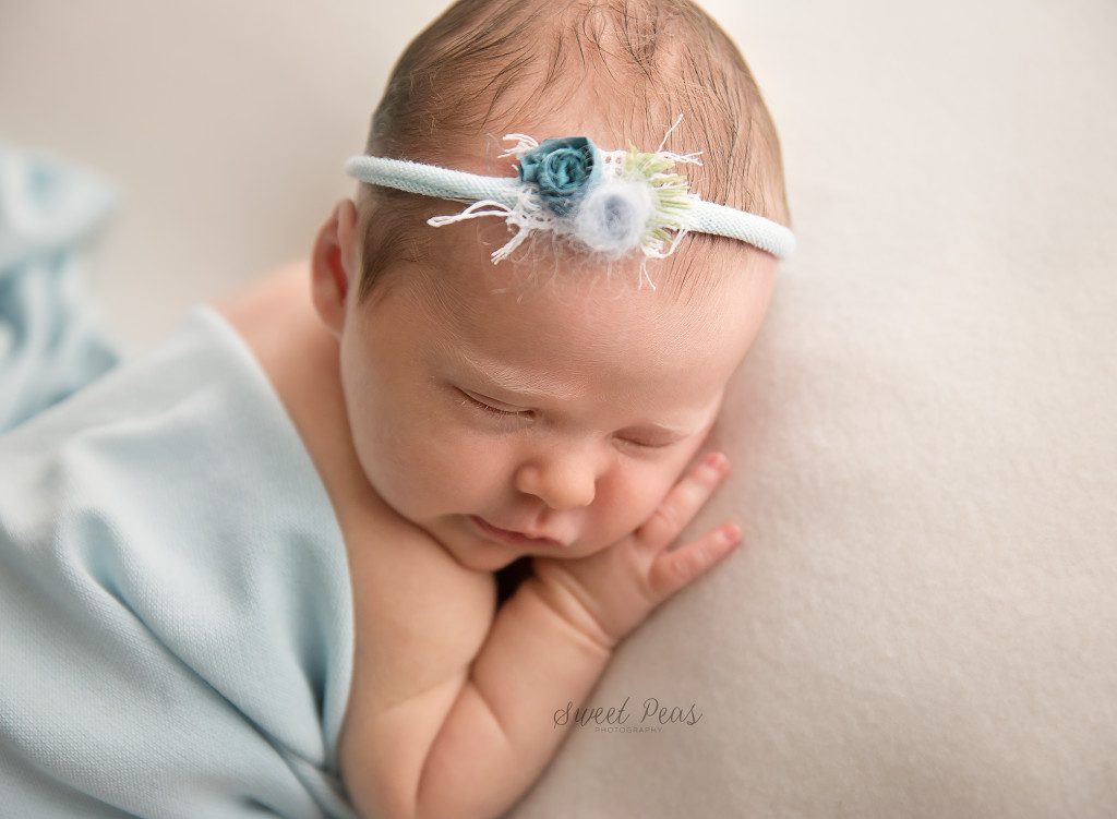 Kingman, AZ Photographer newborn girl in baby blue wrap