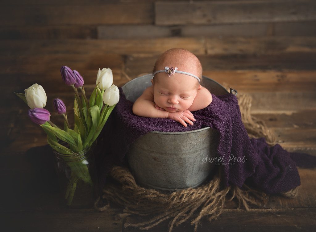 Kingman, AZ Newborn Photographer newborn girl with tulips